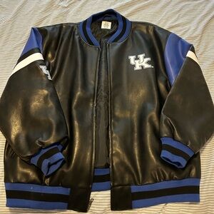 University of Kentucky Men's Black and Blue Varsity Jacket with Logo